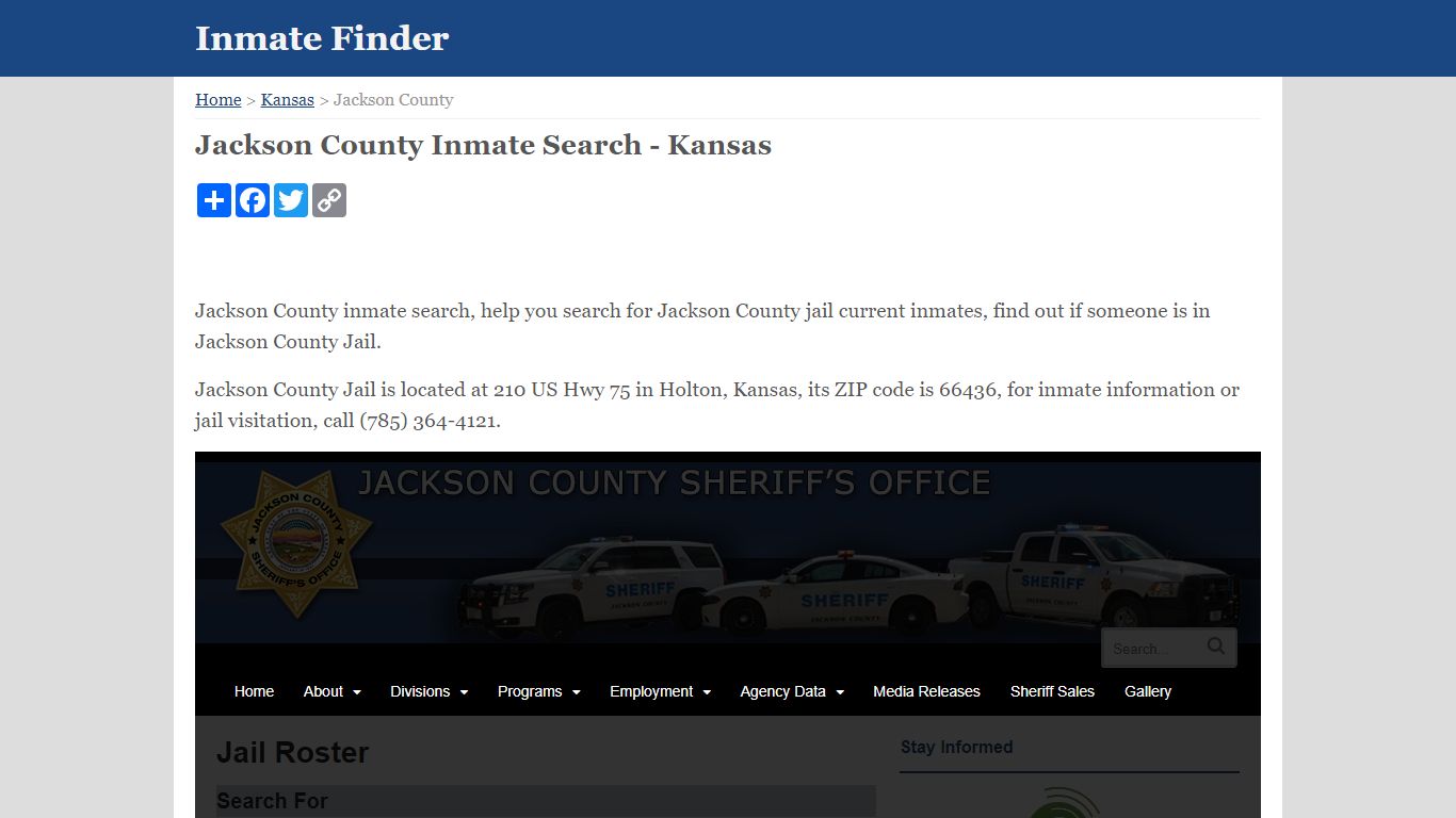 Jackson County Inmate Search - Kansas